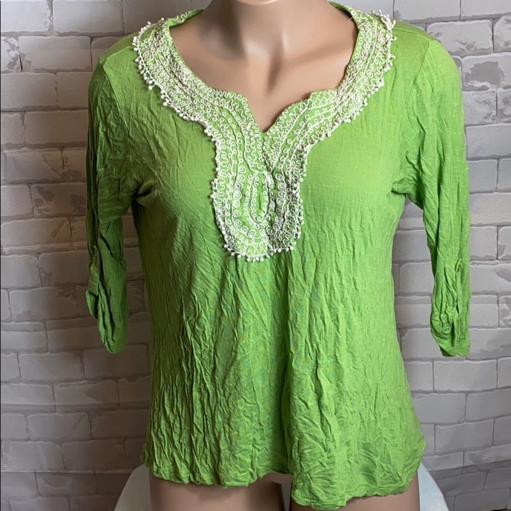 BEHIND THE SEAMS Embroidered Tunic Top Size XL